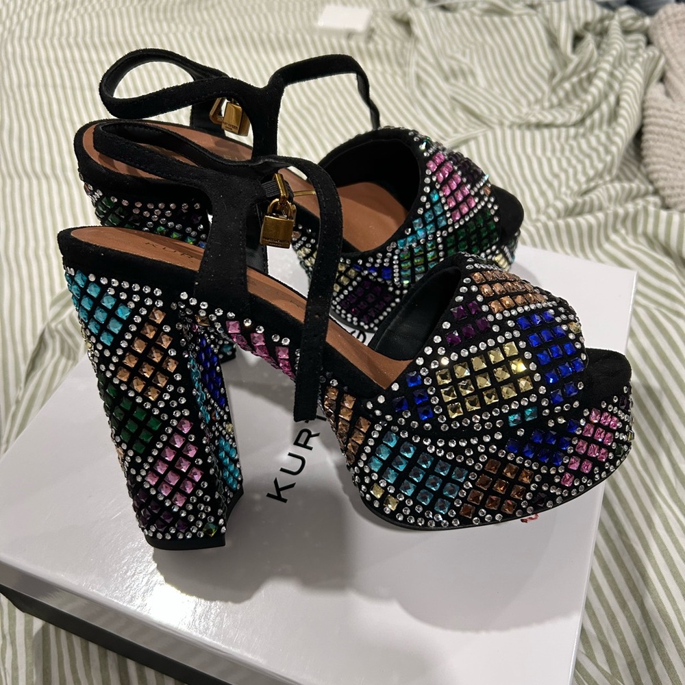 Brixton Black Multicolor Platform Heels